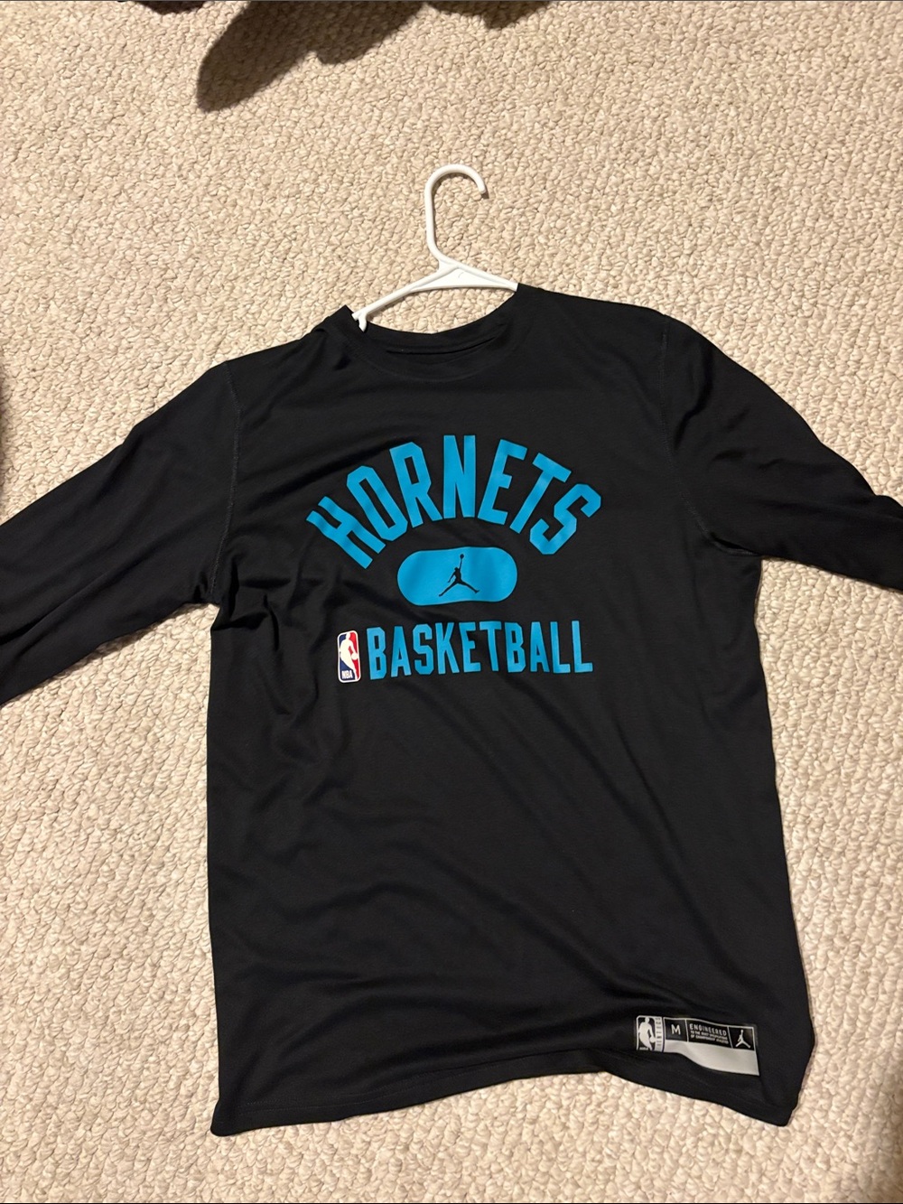 Jordan Hornets Basketball Long Sleeve Shirt - Black/Teal